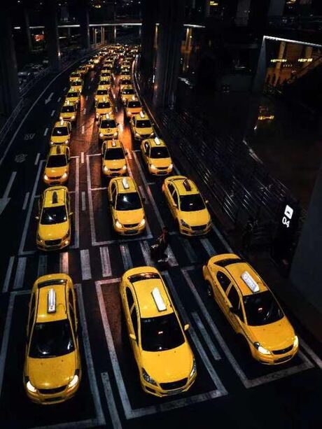 Taxis at night, input photograph